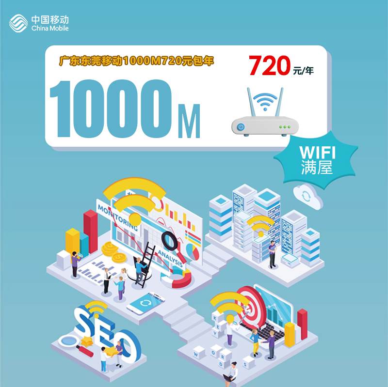 【1000M】移动广东东莞宽带，年租套餐720元包1000M高速单宽带！