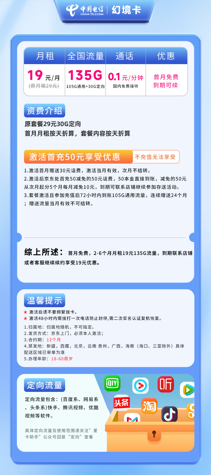 套餐汇，电信幻境卡资费套餐介绍