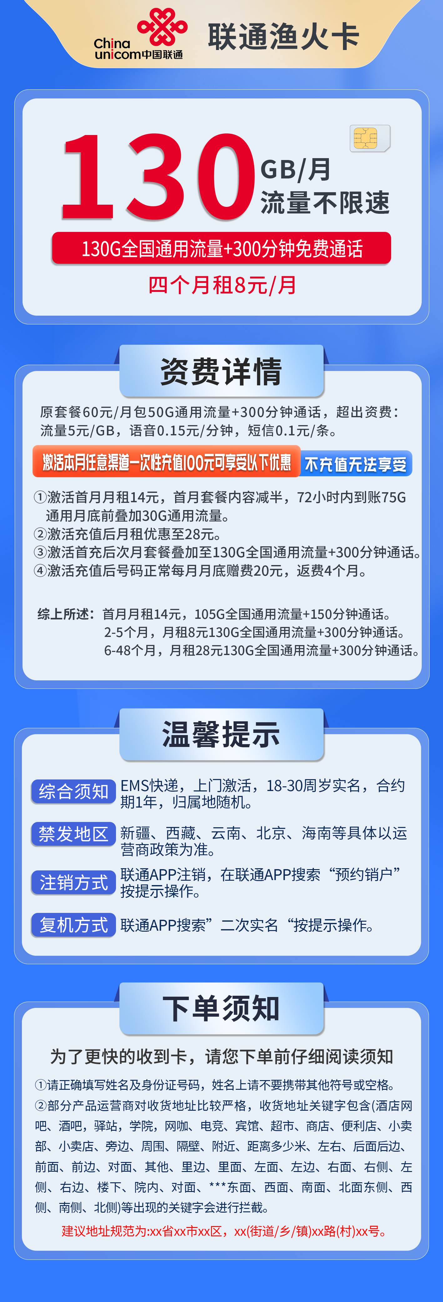 365套餐网，联通渔火卡资费套餐介绍